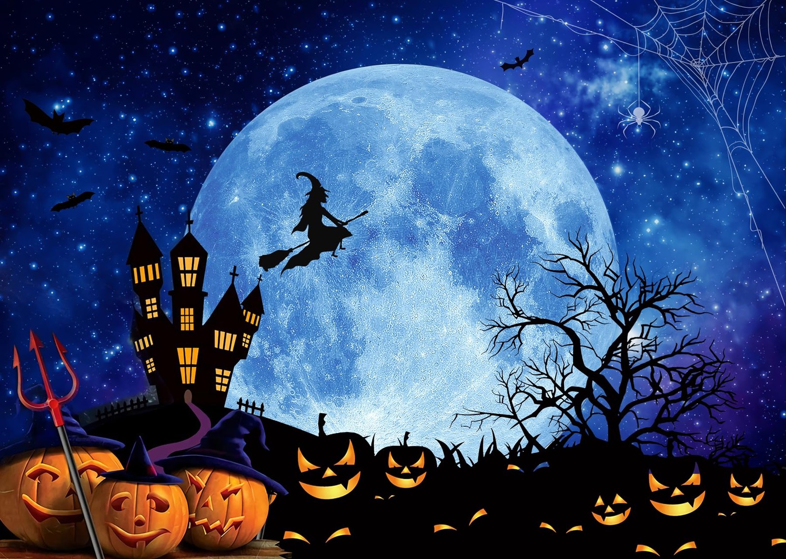 8x6ft Halloween Backdrop Horror Moon Night Haunted Castle Party Decoration