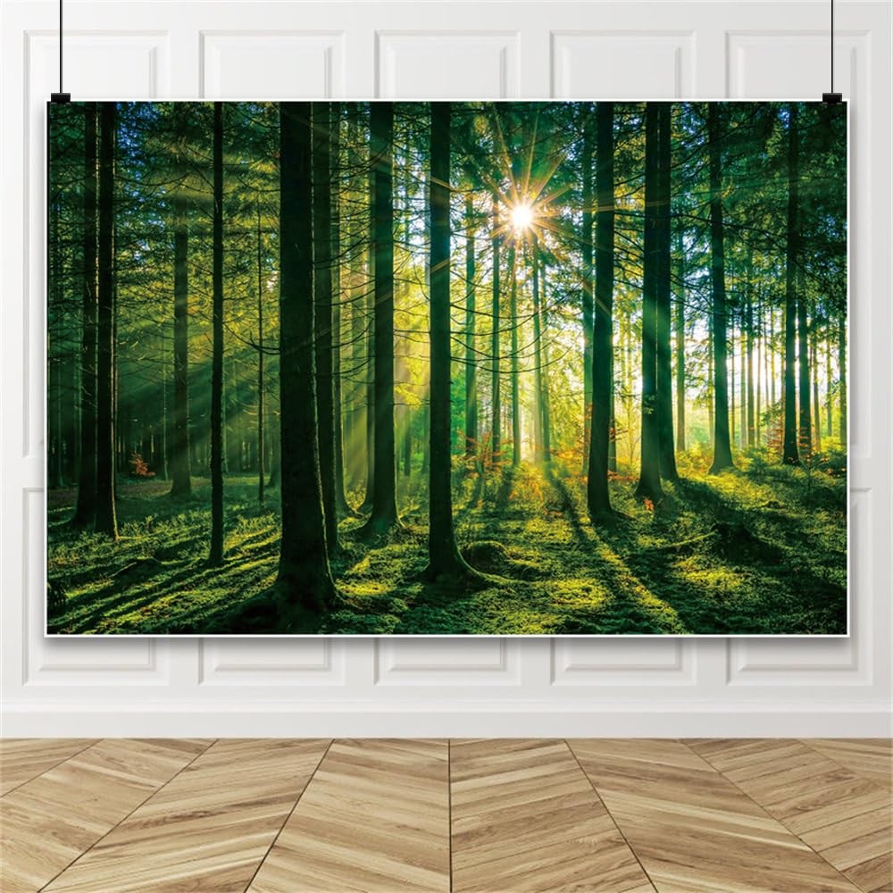 7x5ft Green Forest Backdrop for Photography, Camping, Nature, Woodland, Lands…
