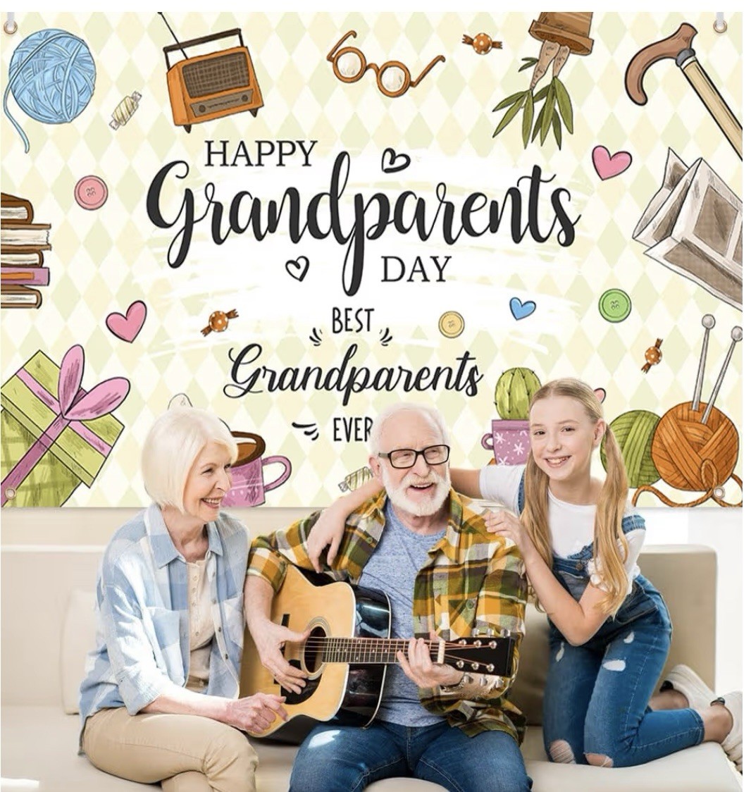 Happy Grandparents Day Banner – Extra Large, Back Ground Retro 5.9 X 3.6 Ft