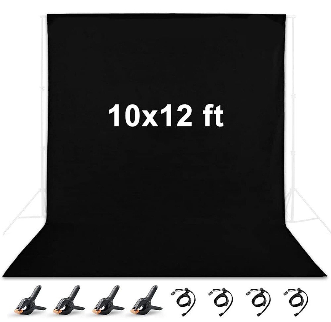 Mount Dog 10x12ft Photograph Backdrop Clips and 4 Spring Clamps Black- A0025