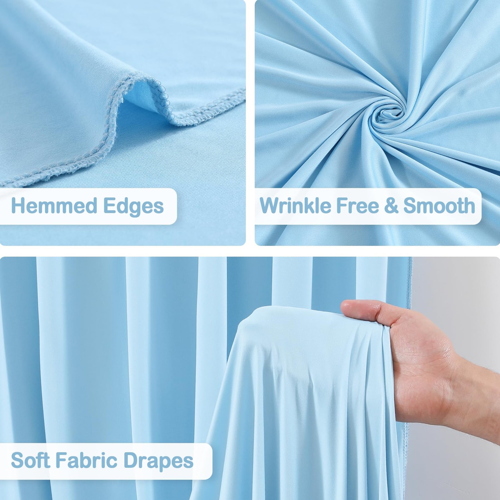 10 Panels Baby Blue Backdrop Curtains – W4′ x H10′(10 panels),