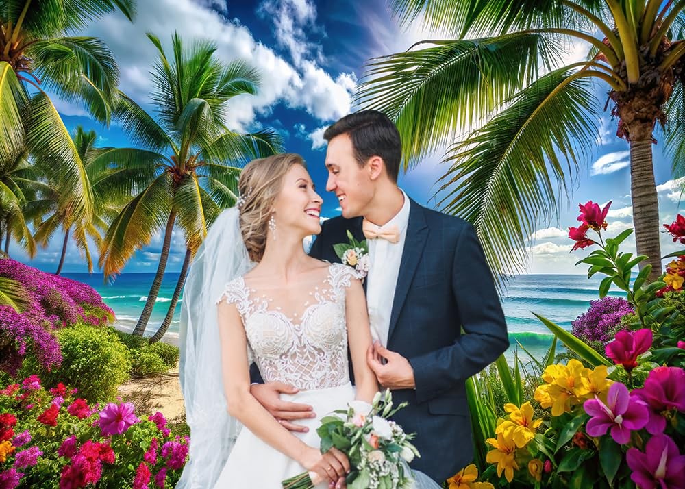 8x6ft Summer Sea Tropical Beach Plants Hawaiian Ocean Photography Backdrop