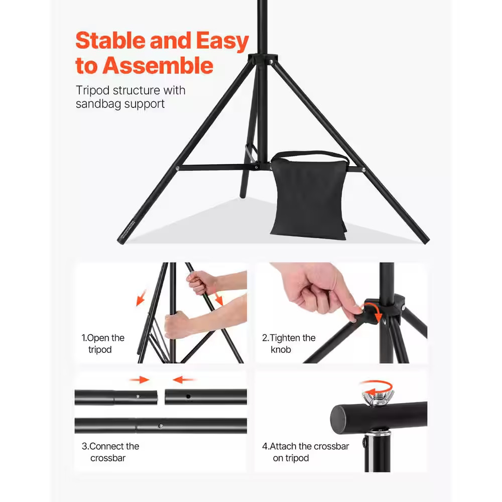 6.5 X 10 Ft. Adjustable Backdrop Stand, Portable, Heavy Projector Screen Stand W