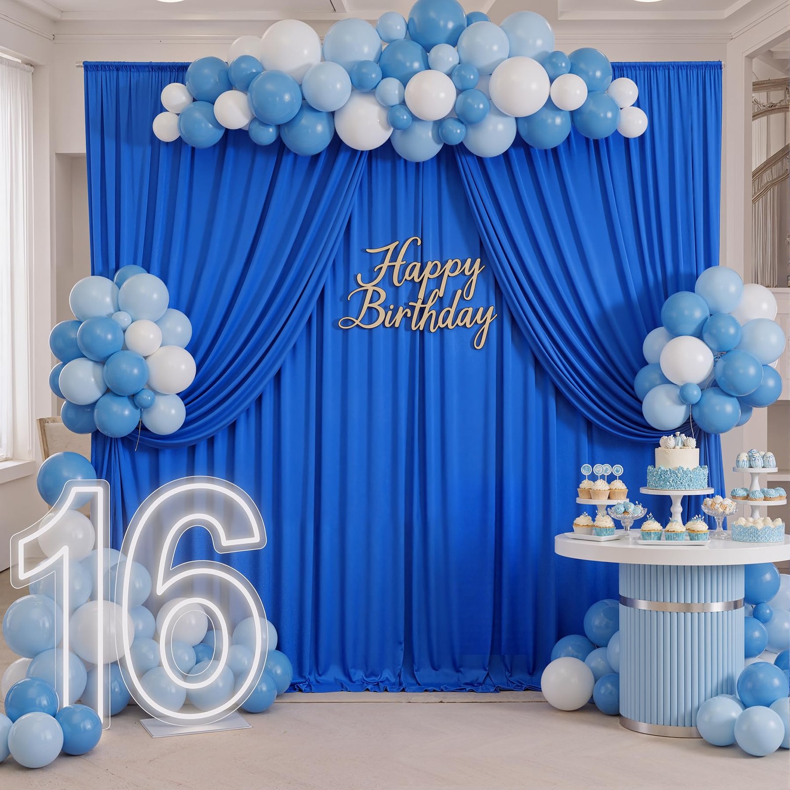 50ftx10ft Wrinkle Free Royal Blue Backdrop Curtains for 50ftx10ft,