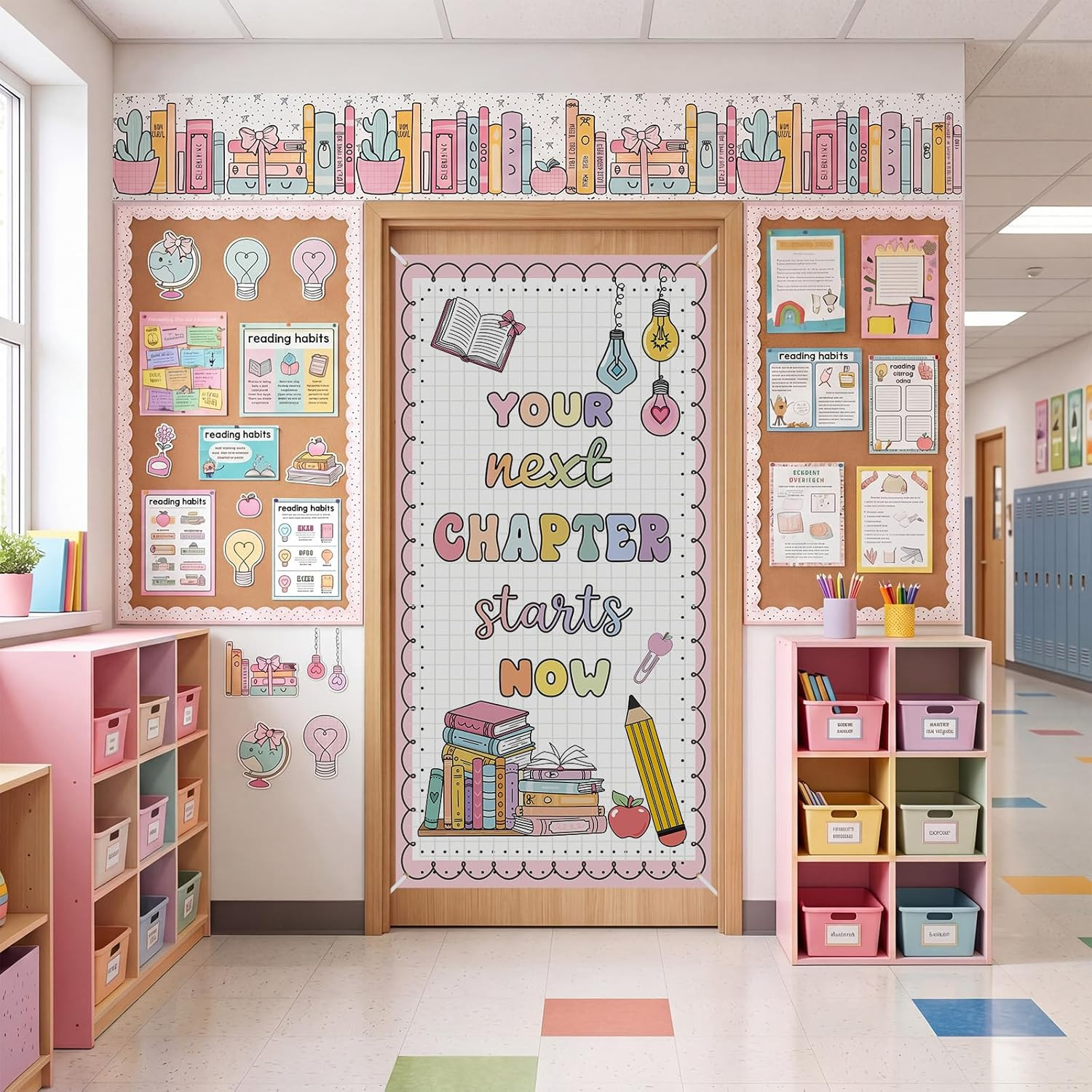 Classroom Welcome Door Cover Composition Notebook Back to School Banner Welcome