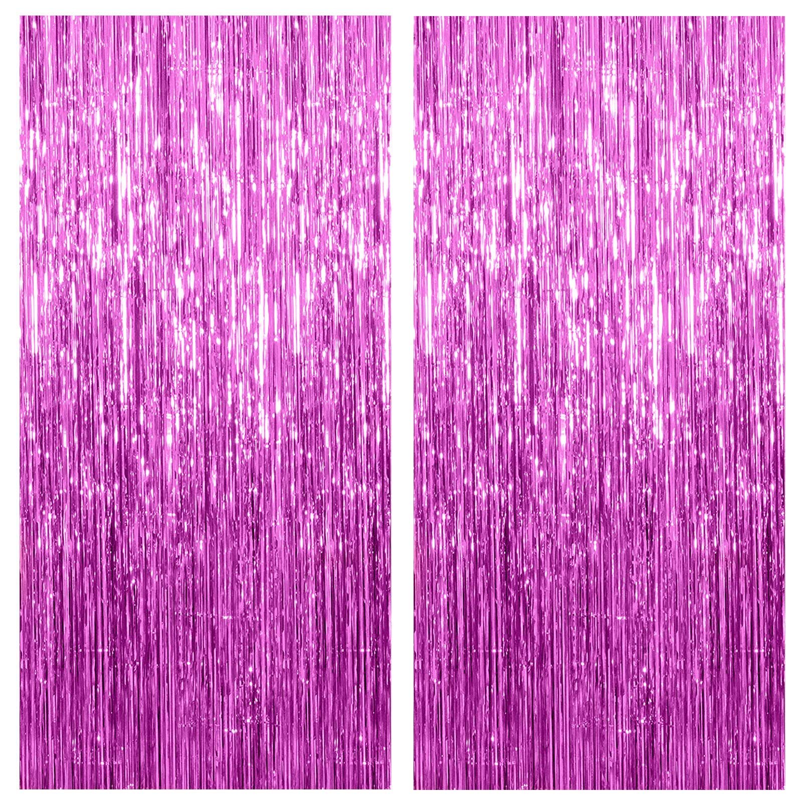2 Pack Pink Fringe Streamers Party Decor Foil Curtain Backdrop Birthday Decor