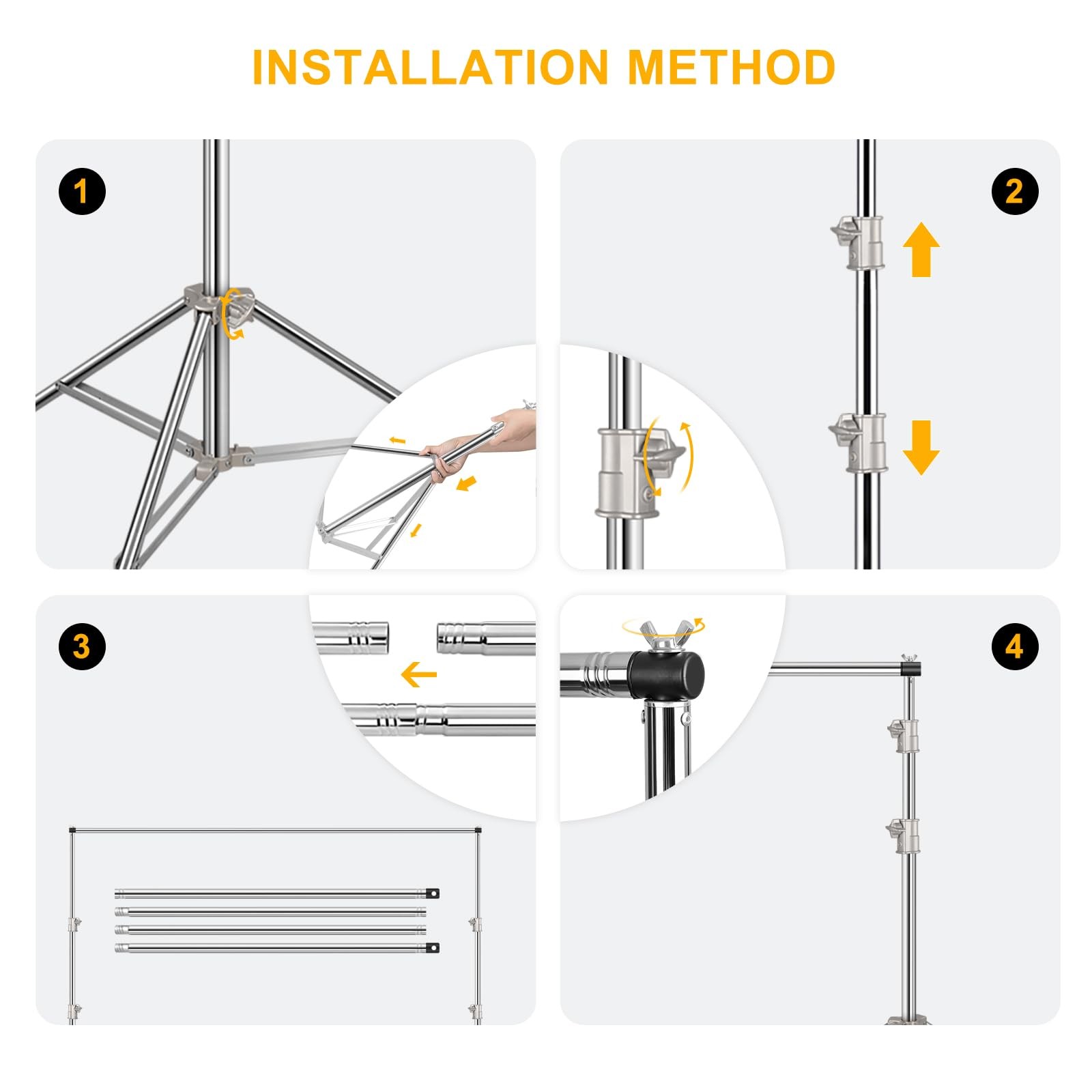 9.2 x 10 Ft Stainless Steel Backdrop Stand Heavy Duty, Adjustable Backdrop St…