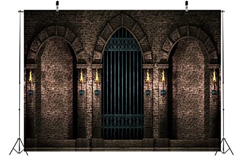 BELECO 7x5ft Fabric Gothic Castle Photography Backdrop Ancient Stone Wall Arc…