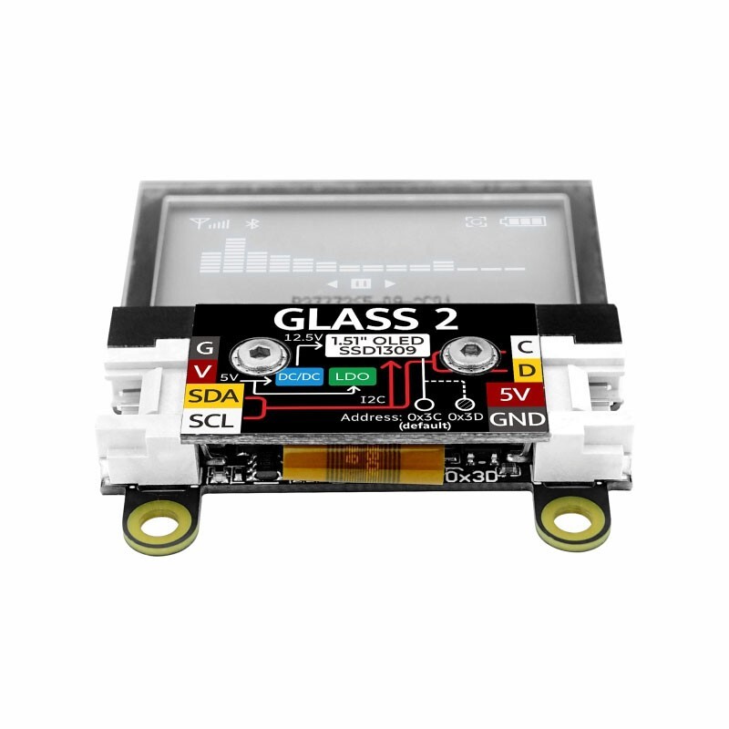 M5Stack Glass2 1.51″ Transparent OLED Extended Screen Unit for SSD1309 Driver