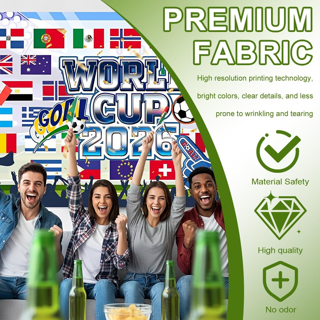 2026 World Cup Backdrop Banner Football Decor Background for Classroom, Office