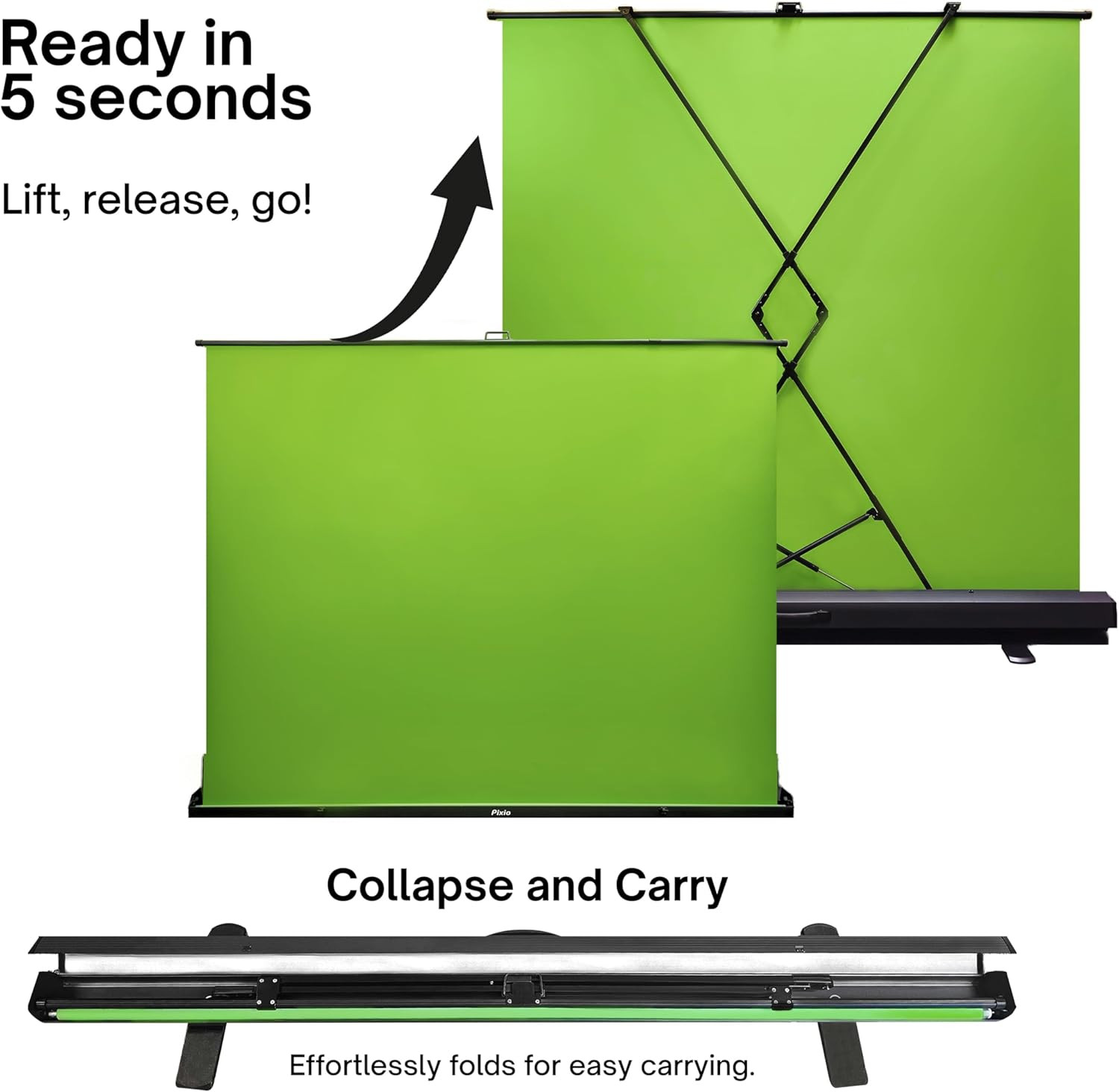 [Wide Version] Green Screen Extra Large Backdrop 78″ L X 78″ W – Free Standing,