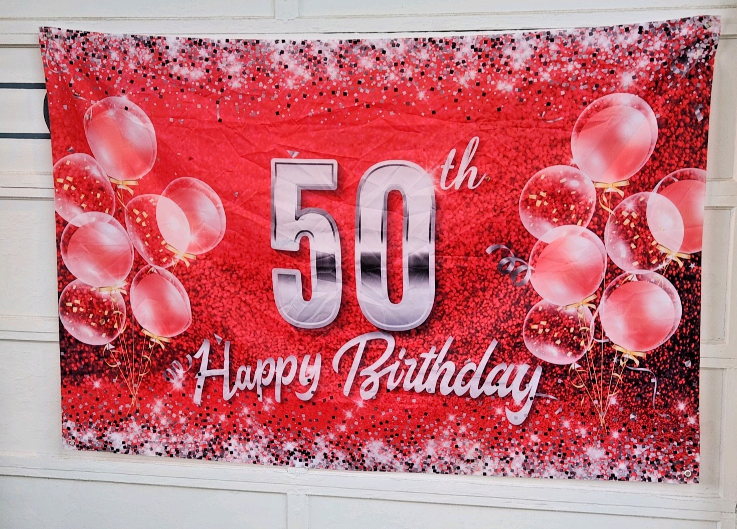 50th Happy Birthday backdrop Banner, Polyester