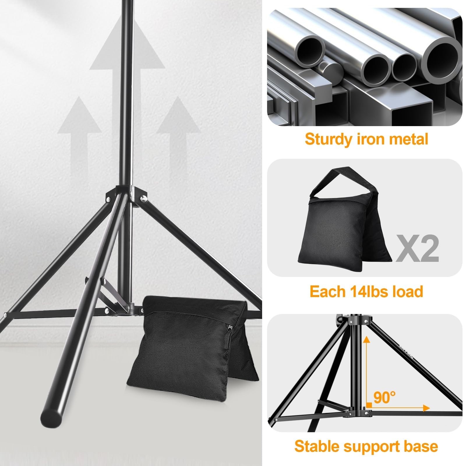 Adjustable Photo Backdrop Stand Kit 8.5x10ft – Photography Support Frame for Eve