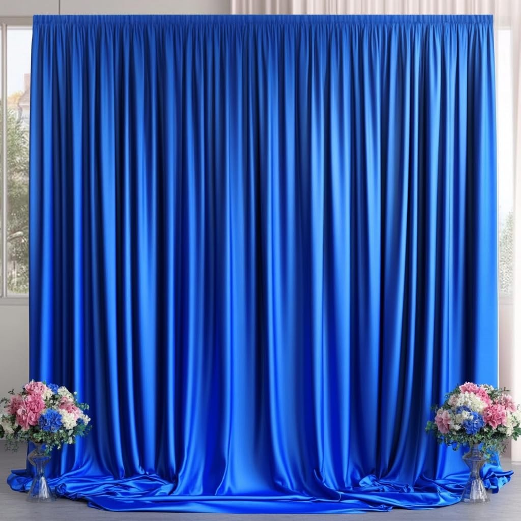 10ft x 10ft Wrinkle Free Royal Blue Backdrop Curtains for Party Stage Wedding…