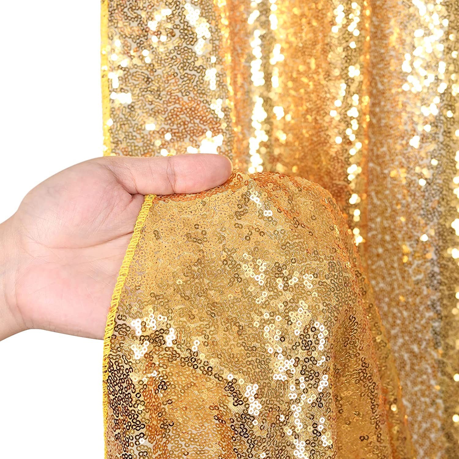 7ft x 7ft Gold Sequin Backdrop Curtain Glitter Photo Booth, Wedding Birthday