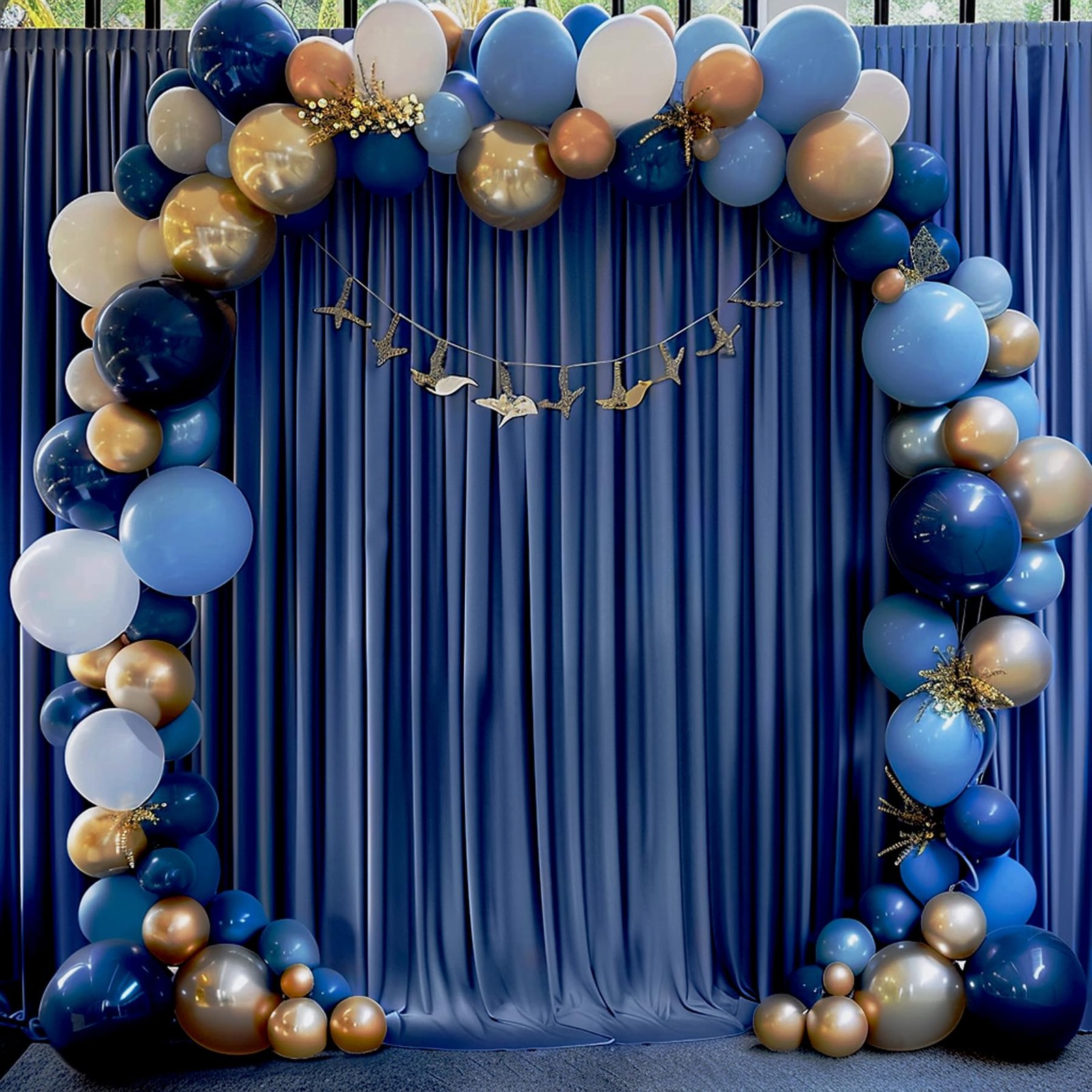 8x10ft Navy Blue Wrinkle Free Polyester Backdrop Curtain 2 Panels 4x10ft
