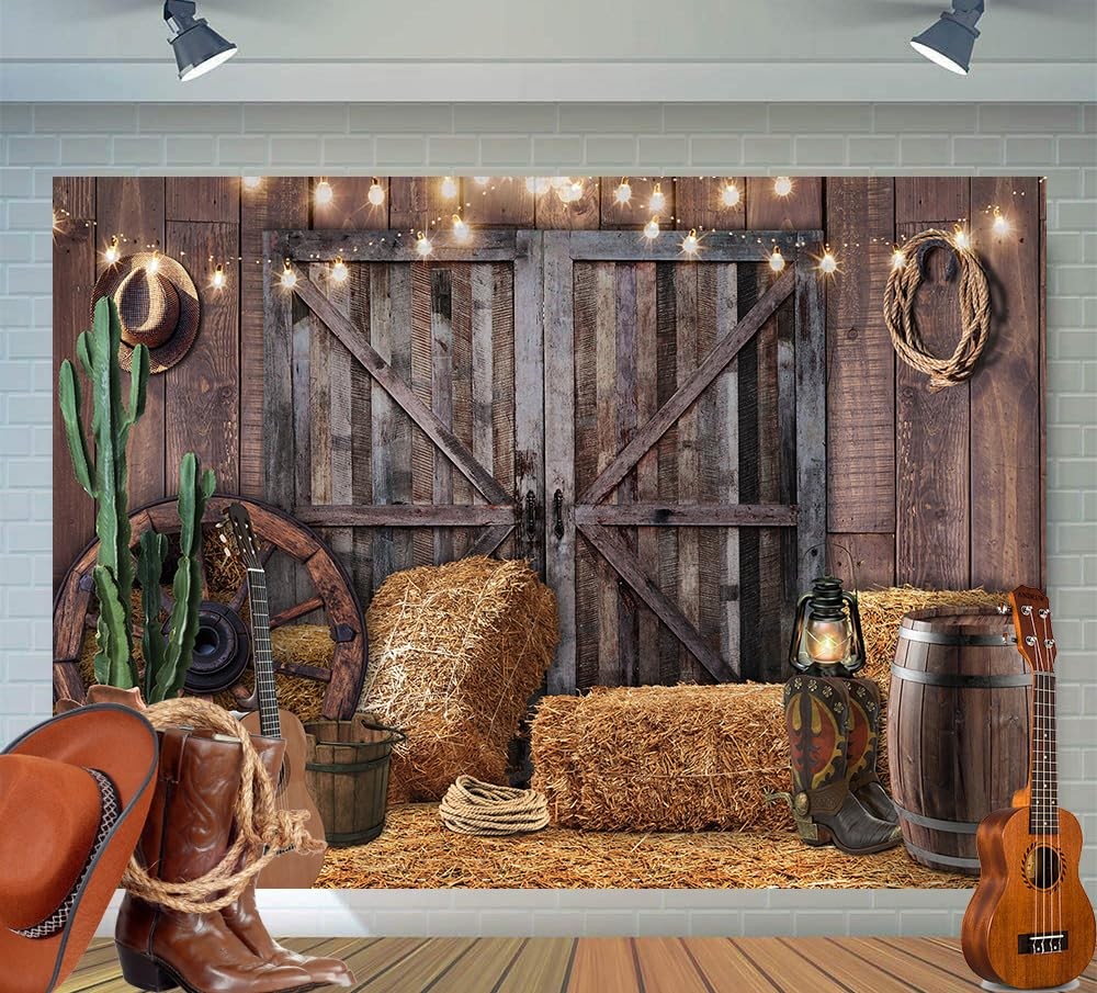 Alltten 7x5ft Western Cowboy Backdrop Party Decorations 7x5FT, Brown