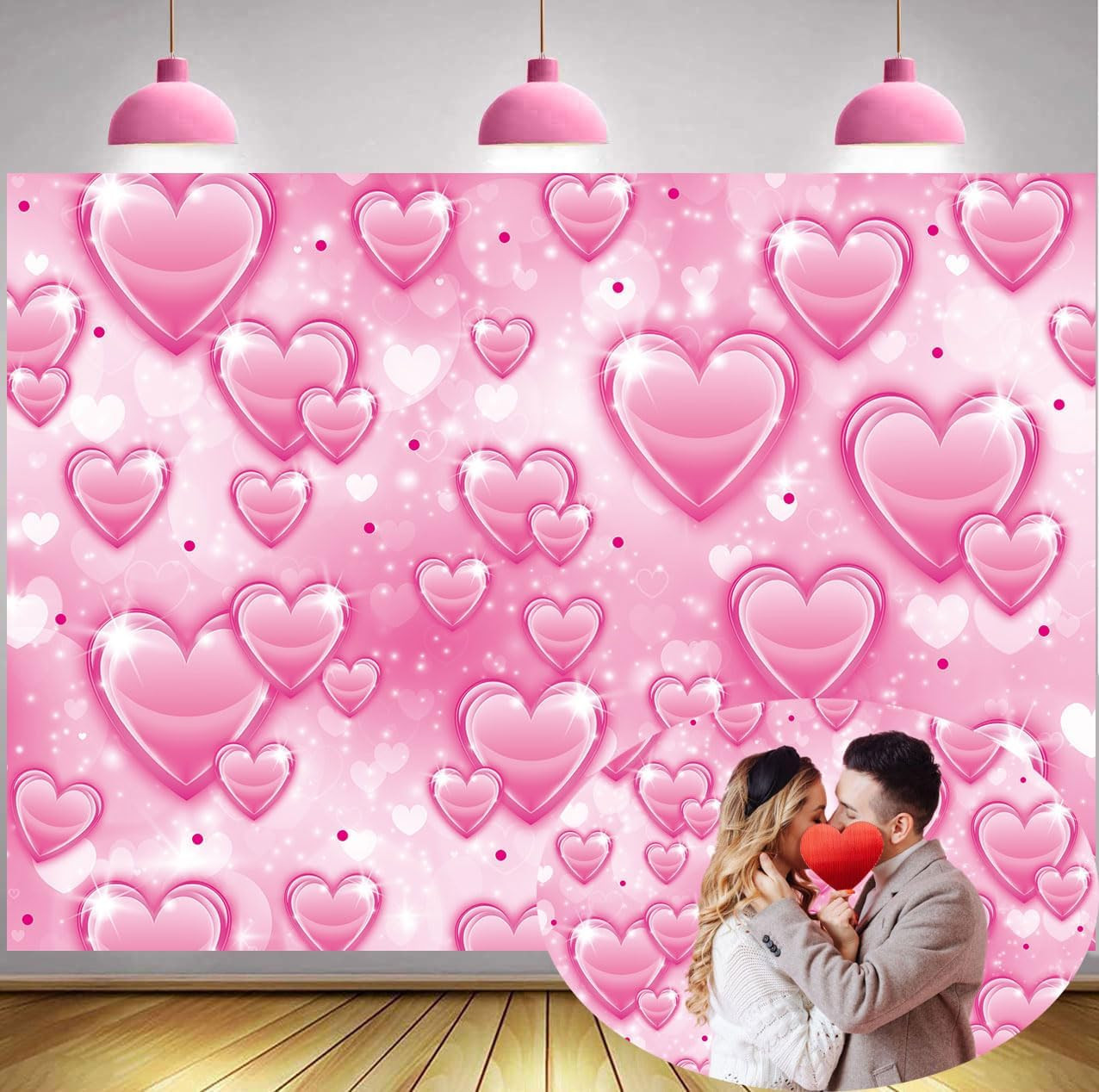 Pink Heart Photo Backdrop 7X5Ft 2000S Romantic Valentine’S Day Photography