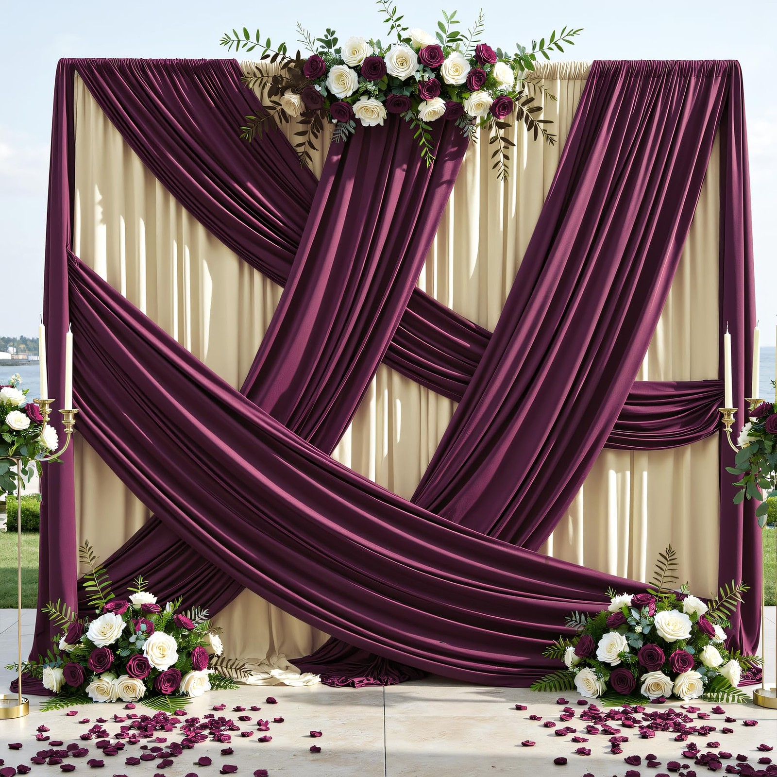10x12ft Burgundy Backdrop Curtains Wrinkle Free Polyester Photo Drapes 2 PCS