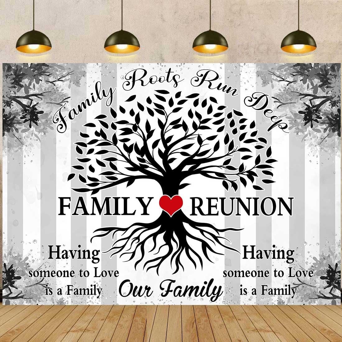 Family Reunion Backdrop for 7x5ft, Black and white gray