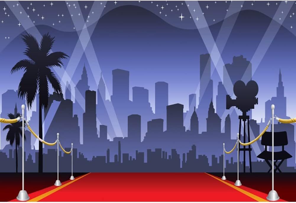 Red Carpet Backdrops for Photography Flash Stars Showing Time Background Party