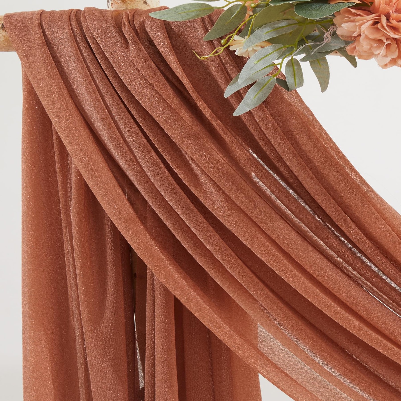 Terracotta 2 Panels 30 Inch x 20 Ft Sheer Wedding Arch Draping Fabrics