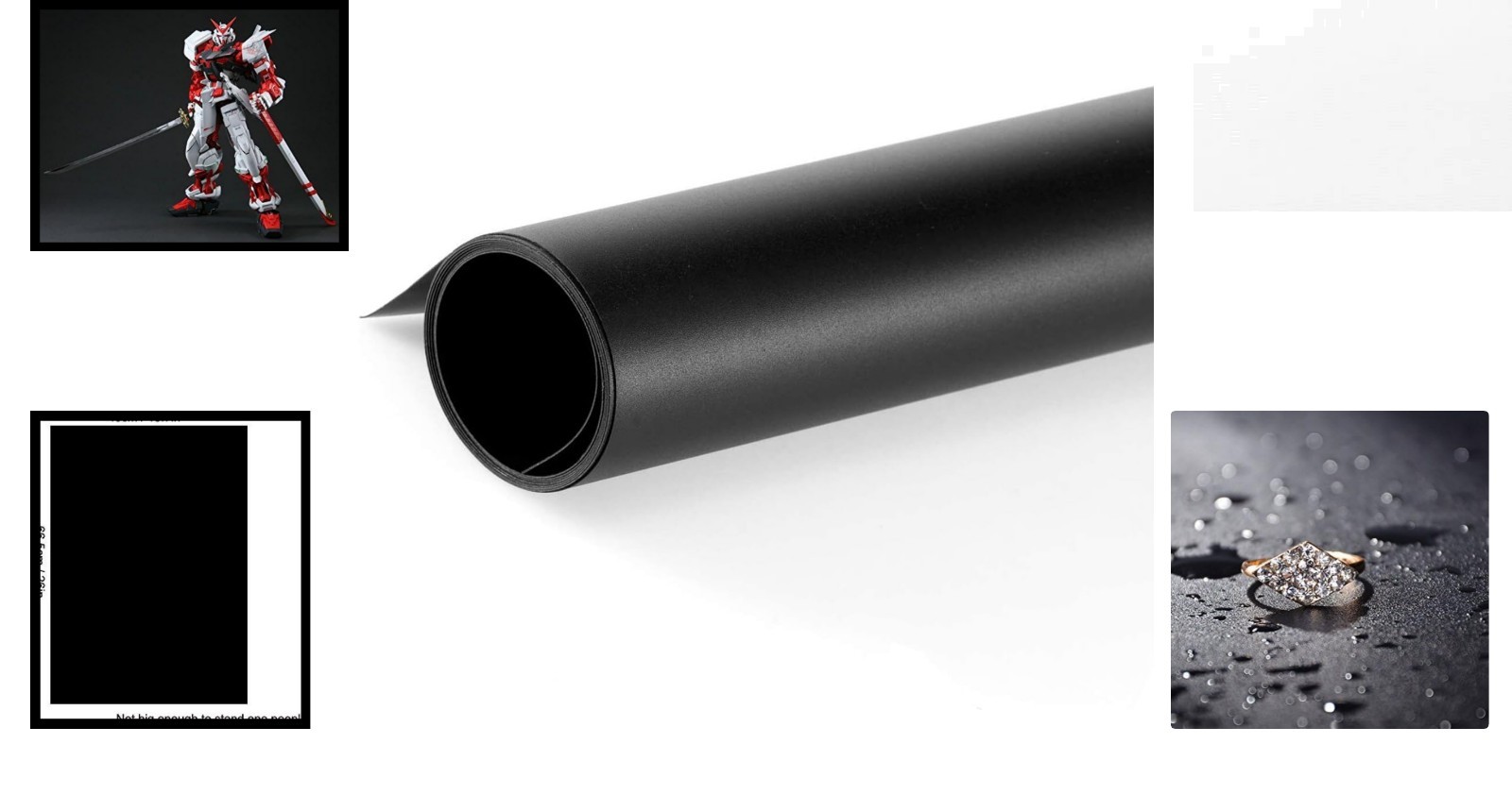 Versatile 15.7×26 Inch Matte & Smooth Black PVC Backdrop for Travel Photography
