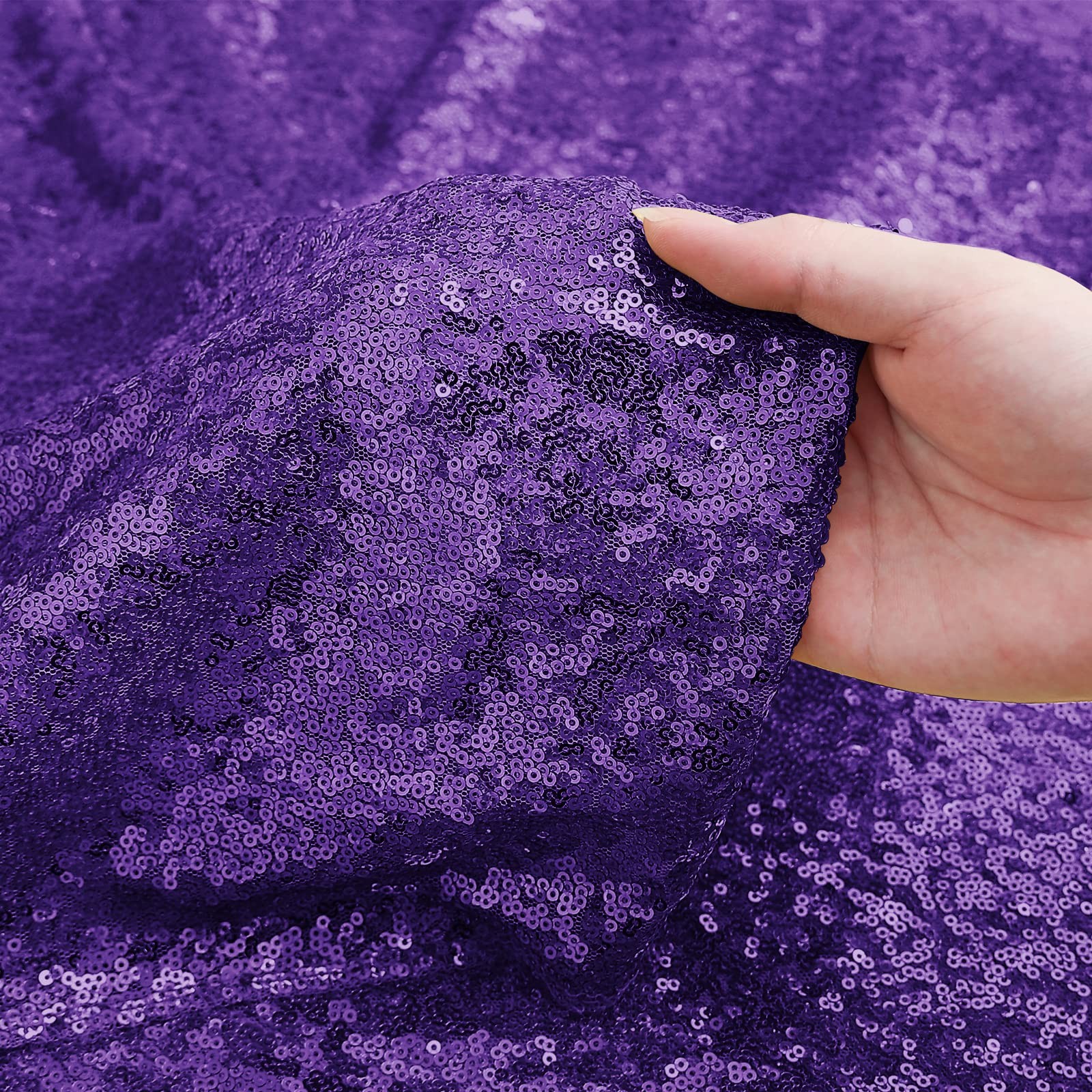 Sugargirl Purple Sequin Backdrop Curtain 4 Panels 2FTx8FT Glitter Purple