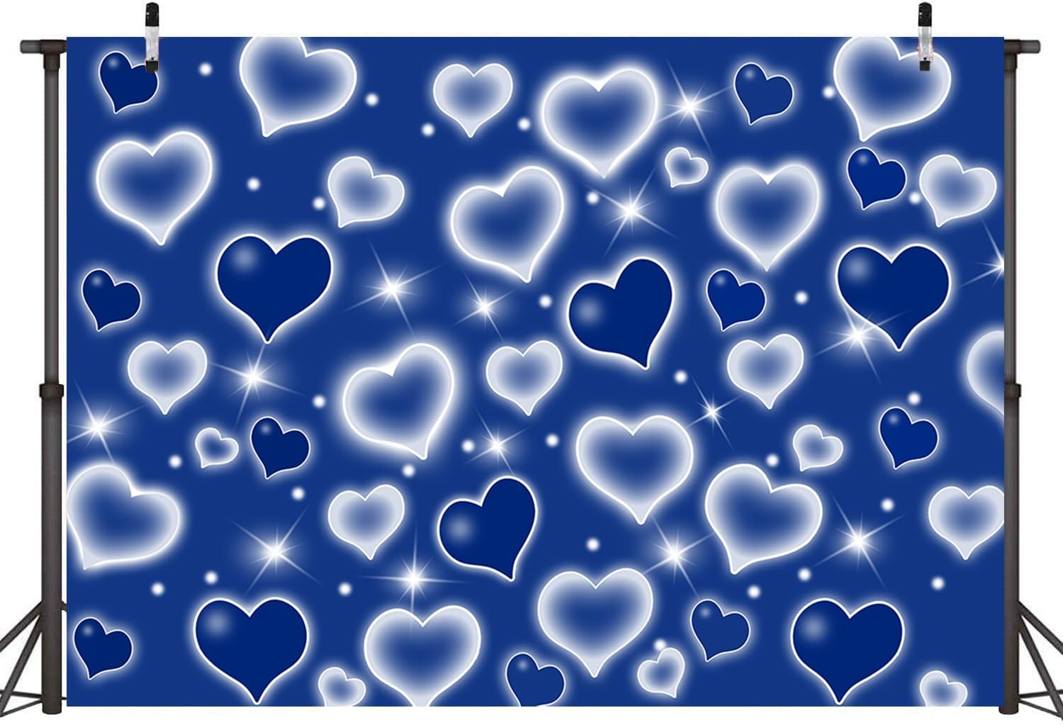 Royal Blue Early 2000s Heart Photo Backdrop 10x8FT Glitter Love Heart Congrat…