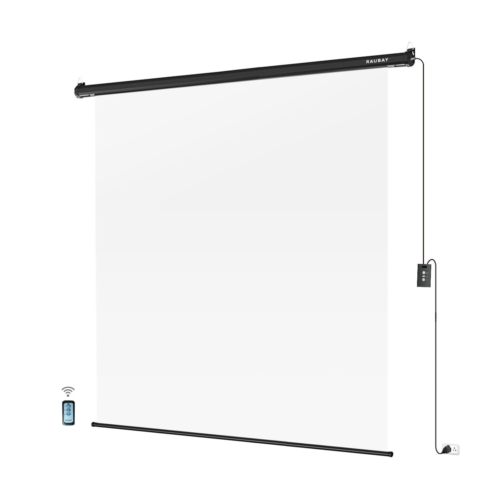 RAUBAY Motorized Pull Down White Screen Backdrop Wider(78.7 x 86.6in),
