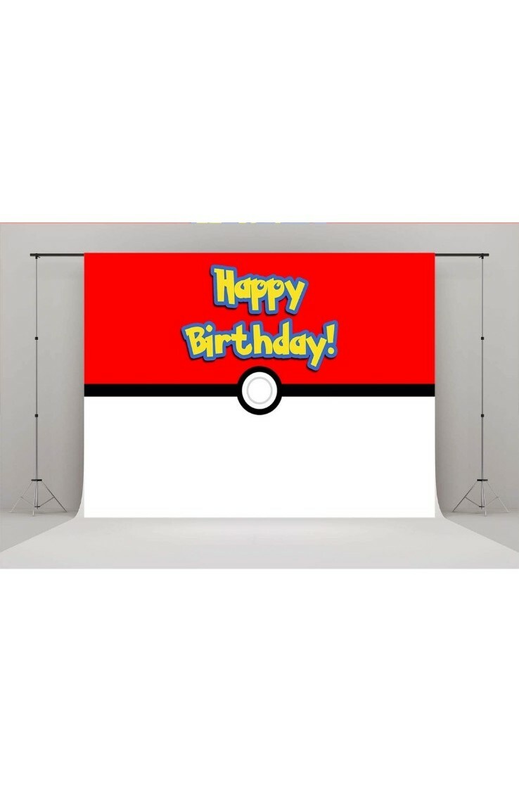 7X5ft Cartoon Video Game Birthday Photography Backdrop Magical Pet Red & White..