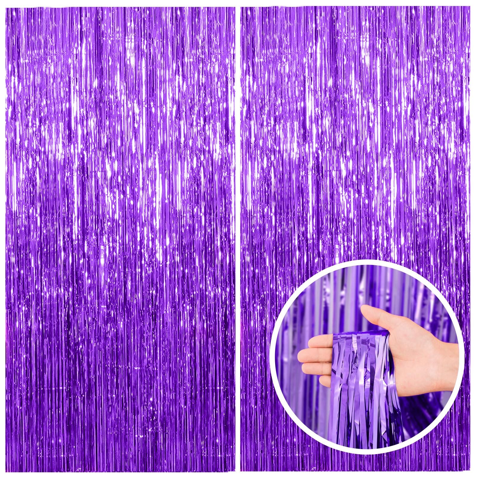 2 Pack Purple Backdrop Tinsel Streamers Foil Fringe Backdrop Halloween Party …