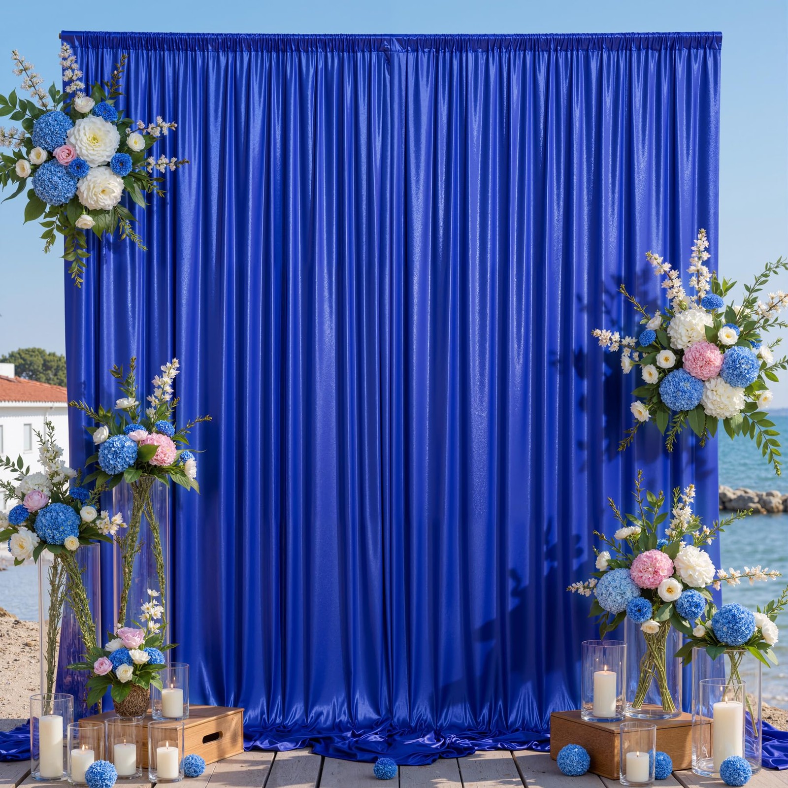 10x12FT Royal Blue Sequin Backdrop Curtain for Party – 2 Panels 5x12FT Wrinkl…