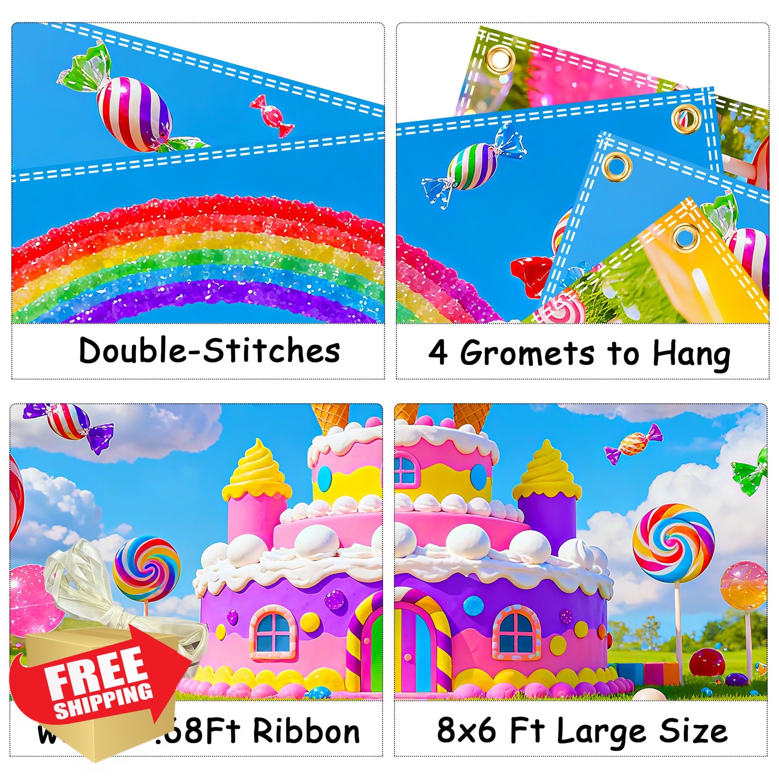 Duoduobuy Candyland Backdrop 8×6 Ft