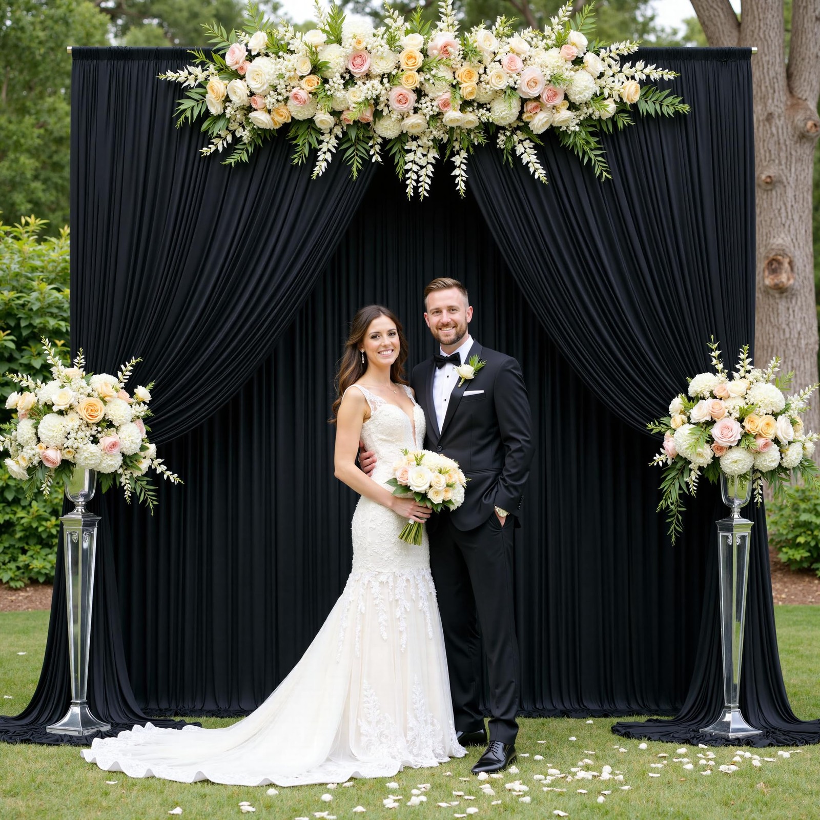 10x12ft Black Backdrop Curtain, 2 Panels, Wrinkle Free 12ft Long Polyester