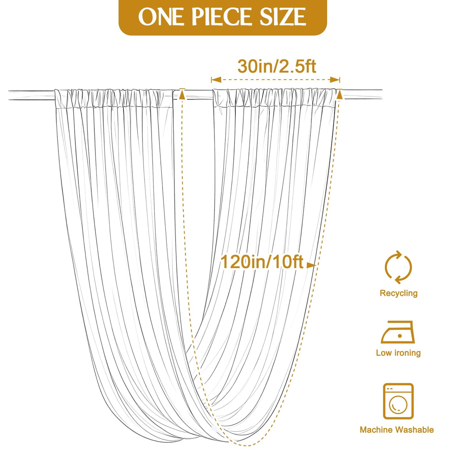 2 PCS 5x10ft White Ceiling Drapes Wedding WrinkleFree Fabric Tent Draping