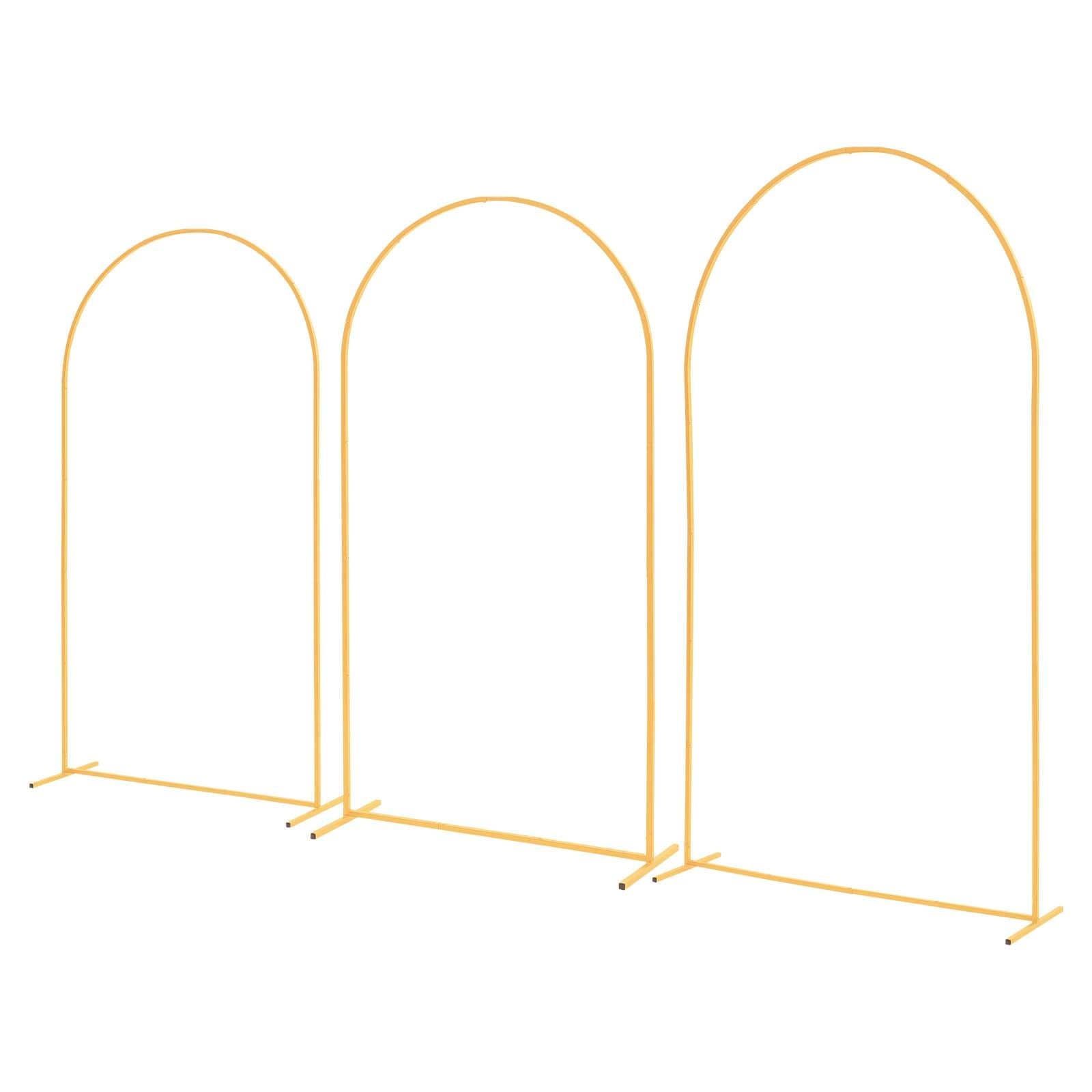 Arch Backdrop Stand Set: 3 Gold Steel Arches, Easy Setup, Weather-Resistant