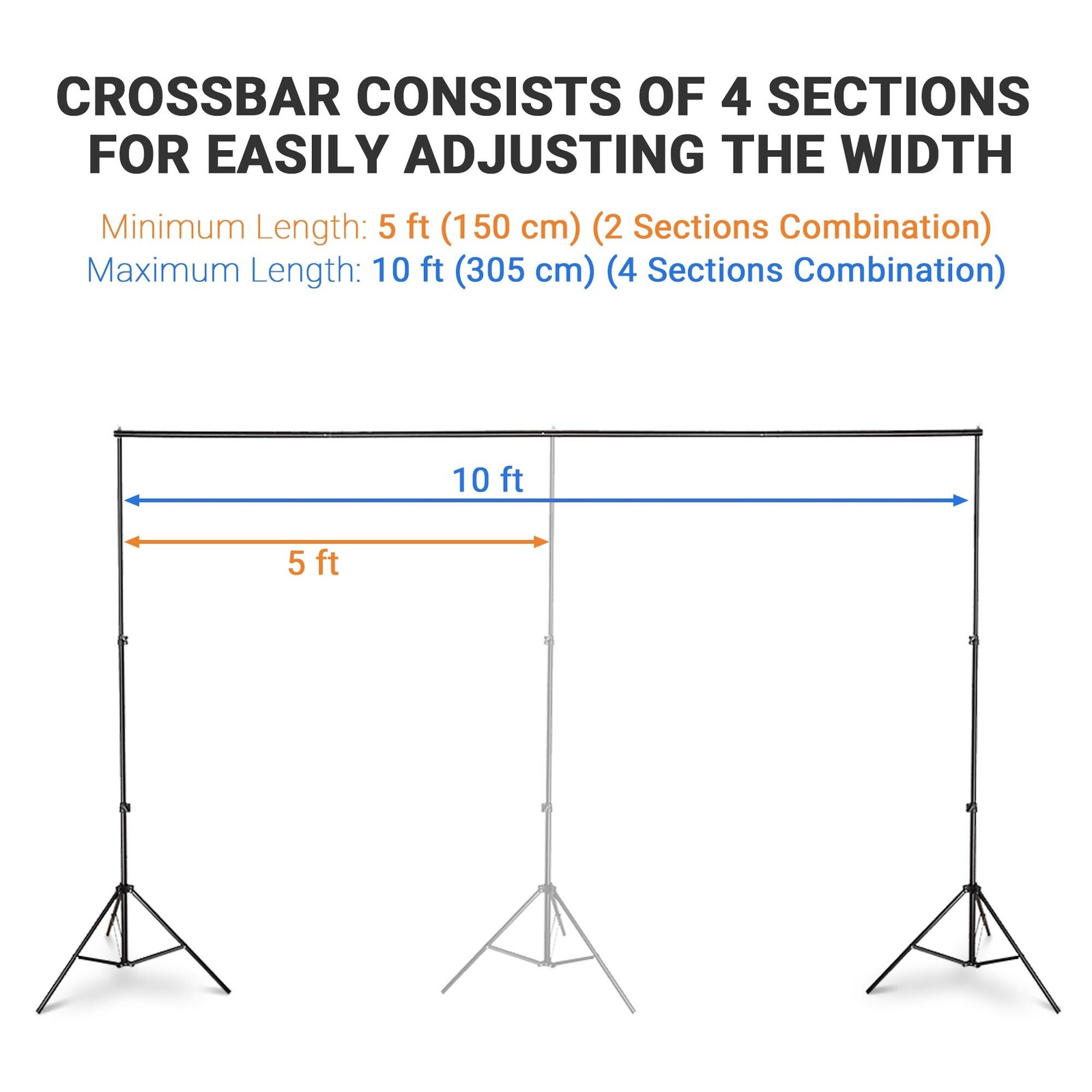 8.5x10Ft Photography Background Backdrop Stand Kit Adjustable Crossbar 6 Packs