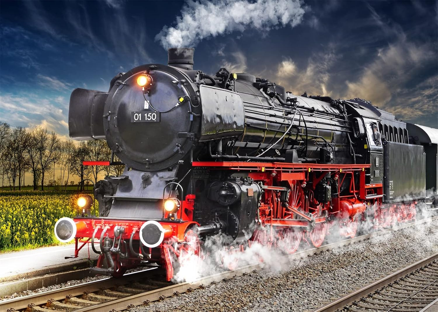 7x5ft Fabric Vintage Steam Locomotive Train Photography Backdrop Old Steam Train