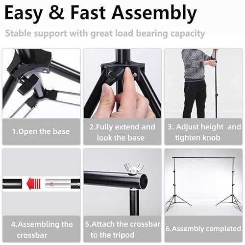 Photo Backdrop Stand for Photography 7ft x 10ft Background Stands 7x10ft Black