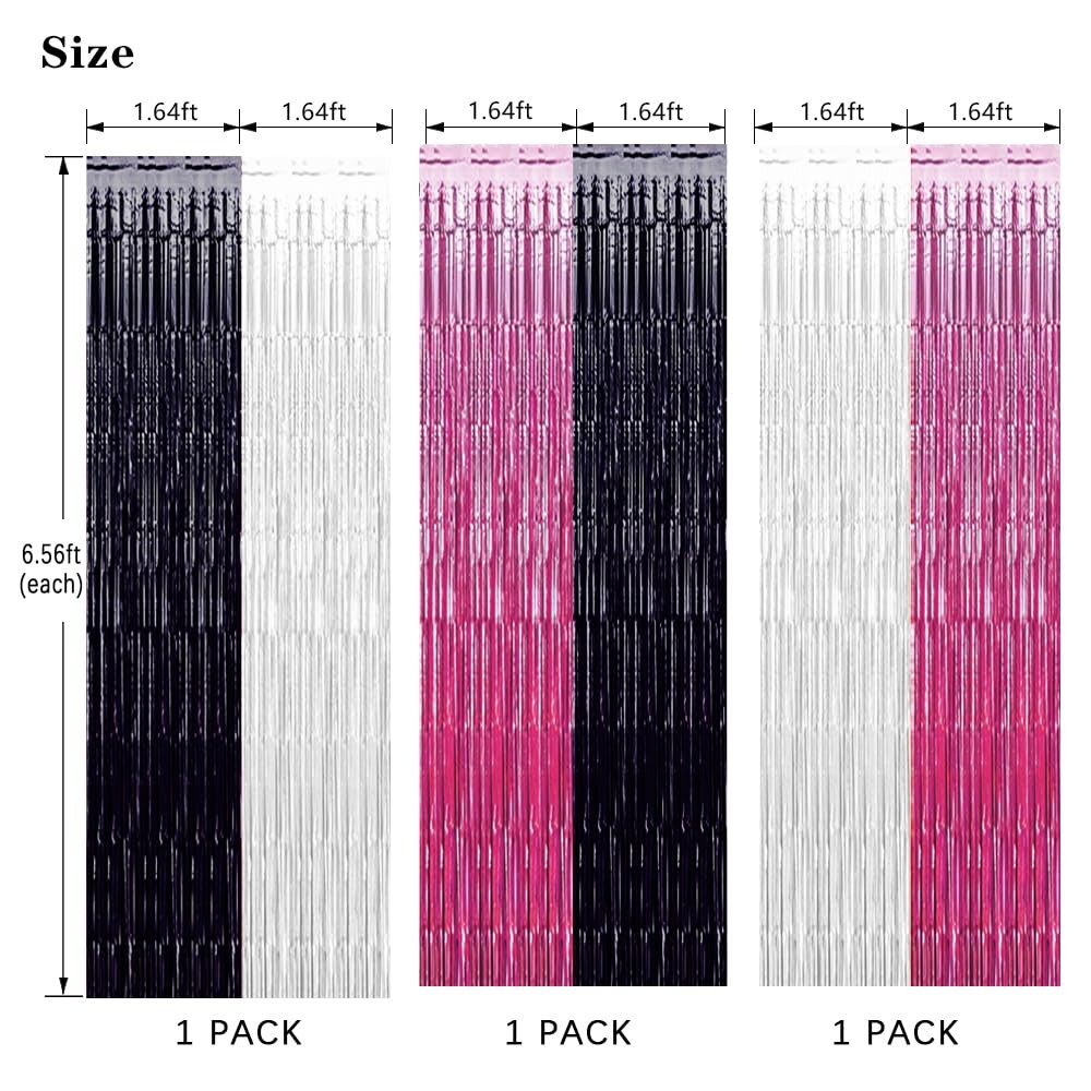 Pink Halloween Party Decorations 3 Packs Black White Backdrops Foil Tinsel Cow