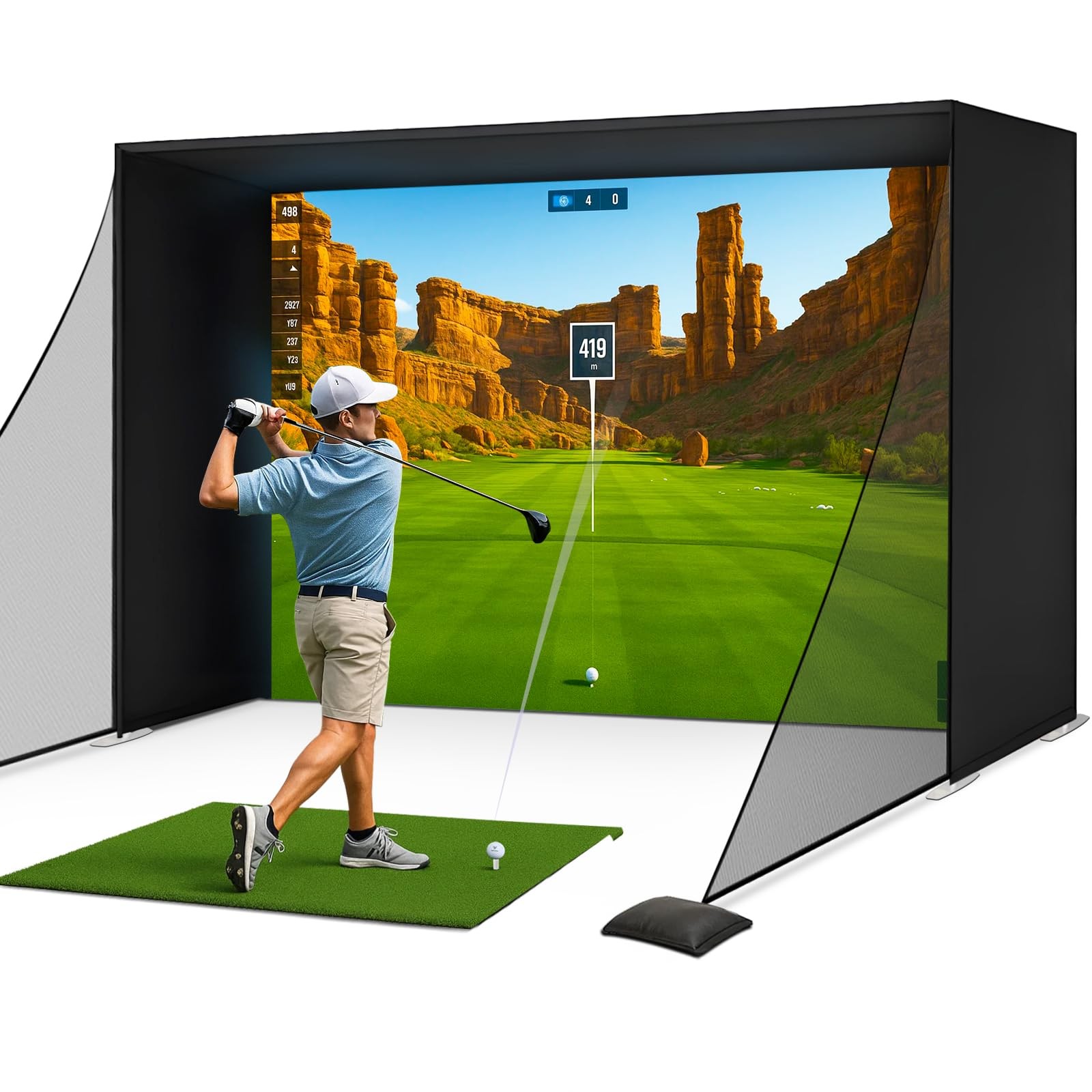 10 x 8 ft Golf Simulator Enclosure With Impact Screen Indoor Golf Training Cage