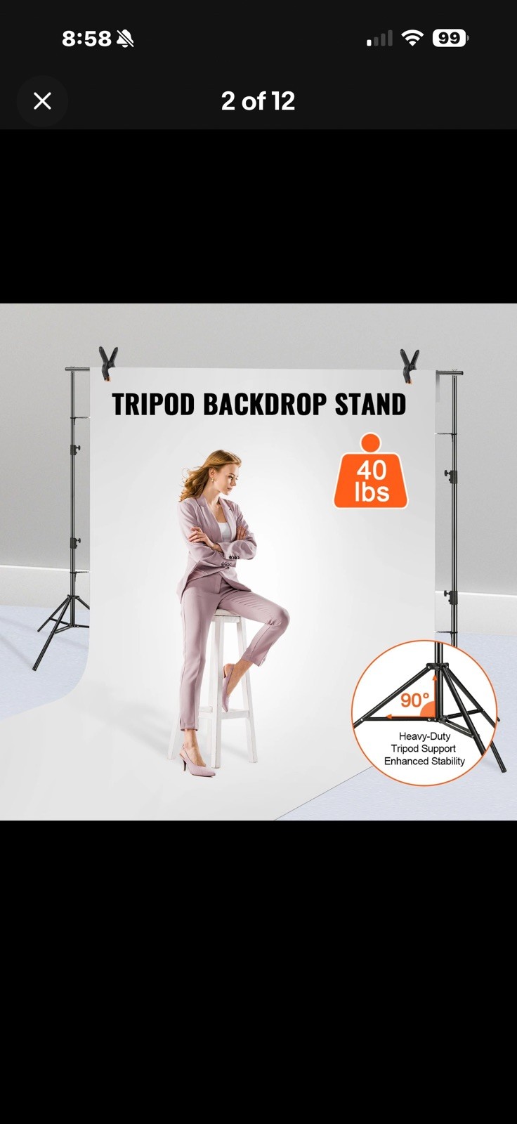 11.5×9.6 ft Heavy Duty Backdrop Stand Adjustable Photography Studio Banner Stand
