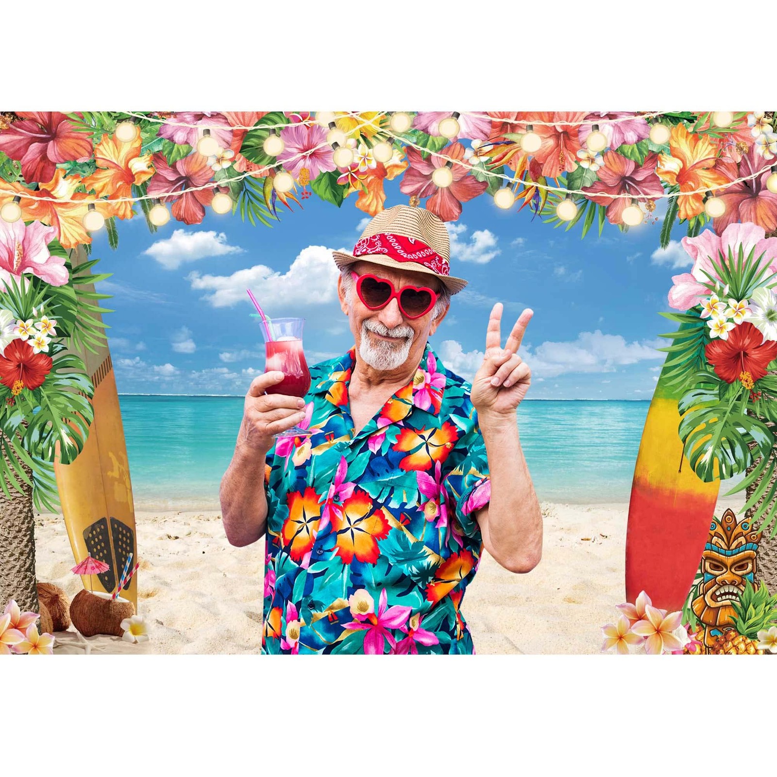 LIVUCEE 7x5ft Summer Hawaiian Beach Backdrop for Photography 7’x5′, Blue