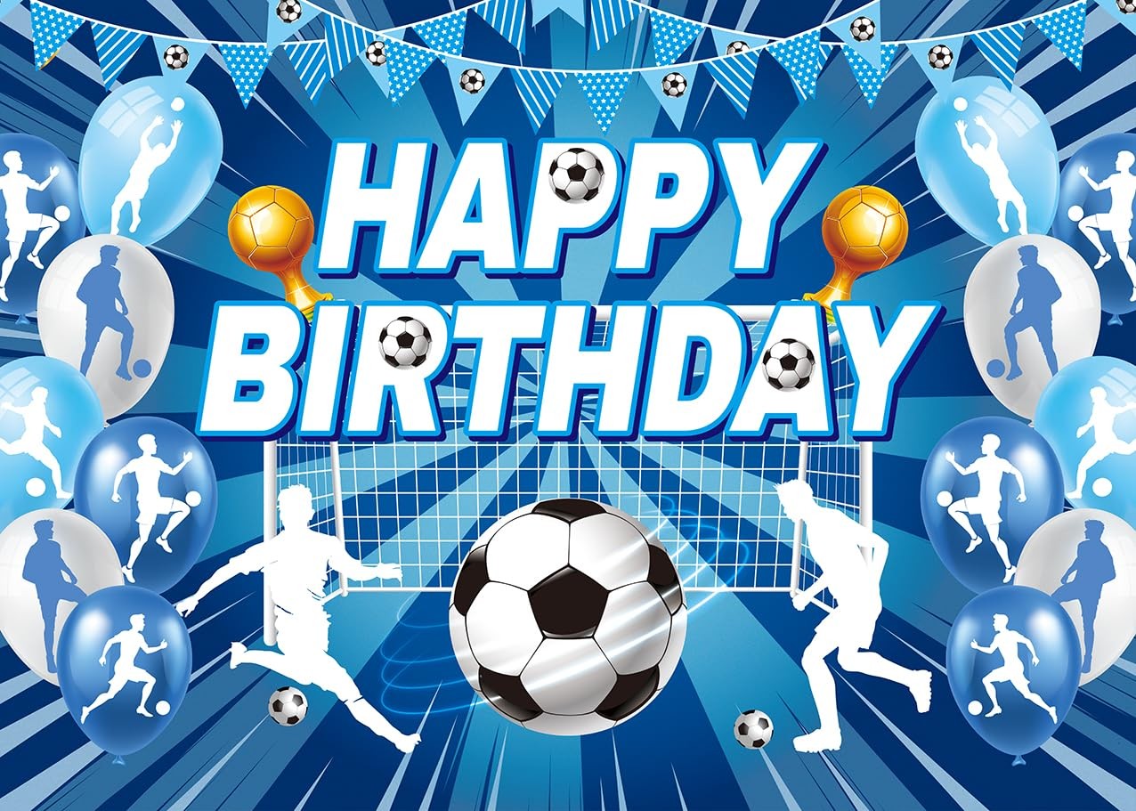 Soccer Birthday Backdrop Blue Soccer Happy Birthday Photography Bckdground Sp…
