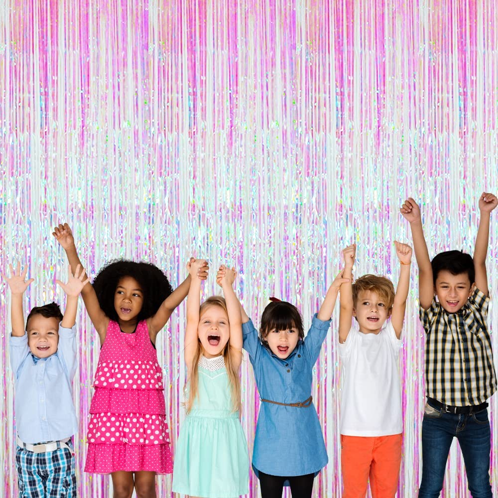 3.2 ft x 9.8 ft Metallic Tinsel Foil Fringe Curtains Party Photo Backdrop Par…