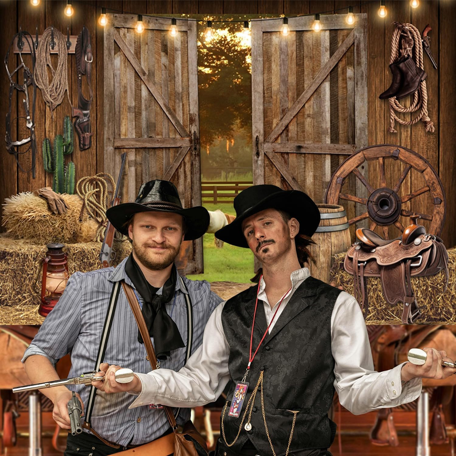 7X5Ft Western Backdrop for Photoshoot, Cowboy Wild West Rustic Barn Western Them