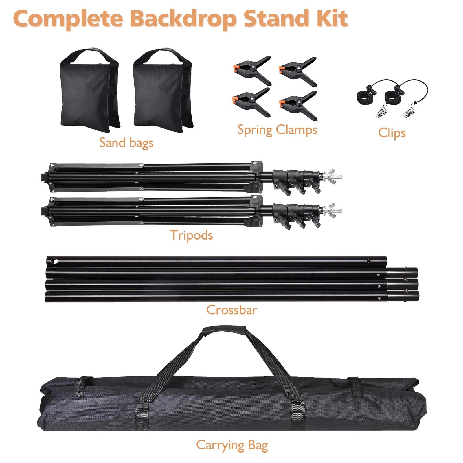 8.5x10Ft Photography Background Backdrop Stand Kit Adjustable Crossbar 6 Packs