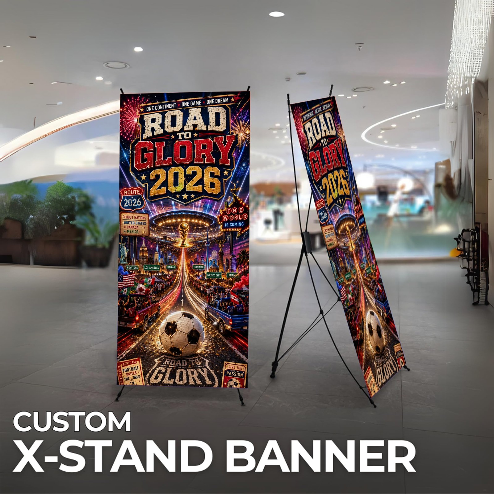 X-Stand Banner Display for Soccer Decorations by DC Compatible with F1FA | Fo…
