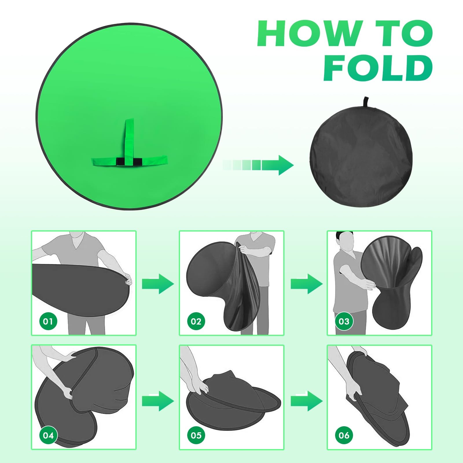 Portable Green Screen Chair, 57 in Collapsible Greenscreen Backdrop with Stan…